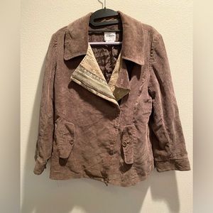 ARMANI COLLEZIONI Women’s Light Brown Moto Zip Corduroy Jacket